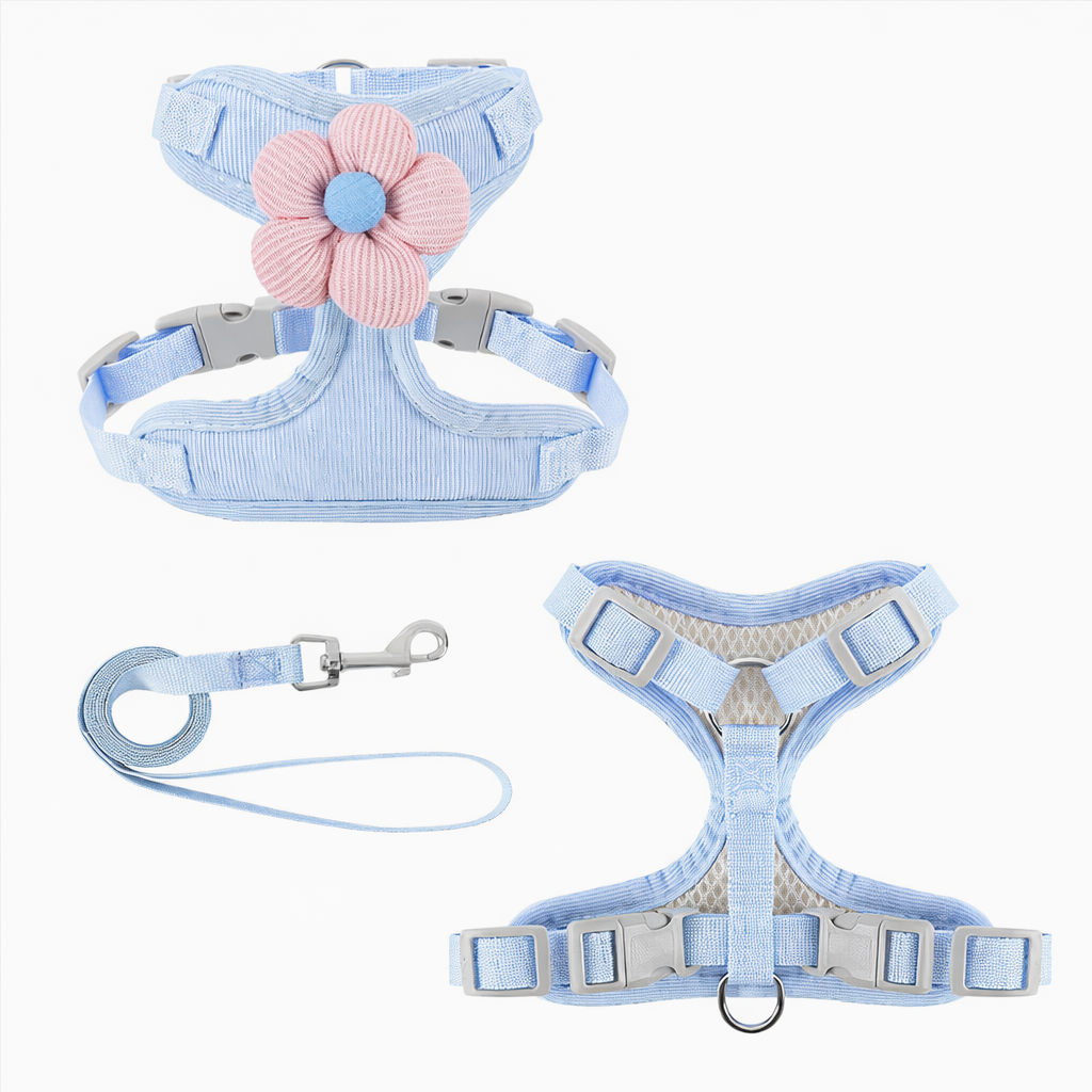 Flower Mesh Dog Harness Set