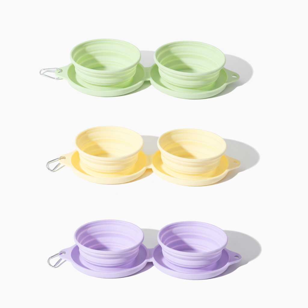 Portable Double Bowl Folding Pet Bowl
